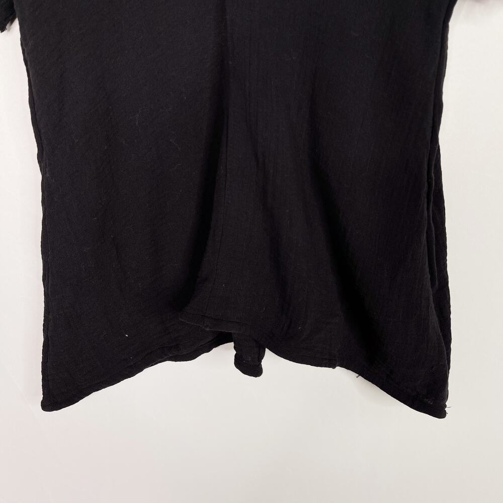 Sam Cho RCH Frayed Hem Vneck Short Sleeve Tee Black Small S Asymmetrical Hem - Picture 5 of 7